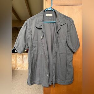 Men's Gray B/D Short Sleeve Gray Shirt, Buck Mason, Large.